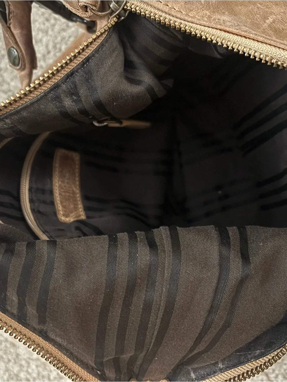 Frye Tan Distressed Leather Hobo Bag